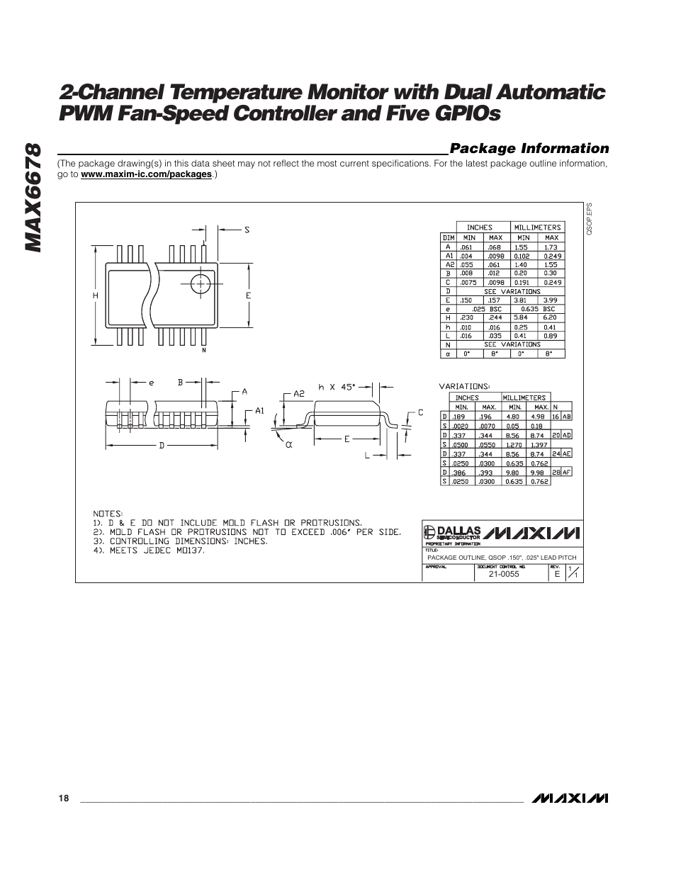 Package information | Rainbow Electronics MAX6678 User Manual | Page 18 / 19