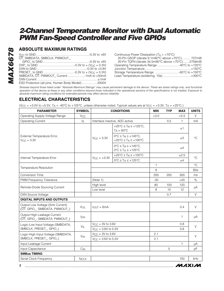 Rainbow Electronics MAX6678 User Manual | Page 2 / 19