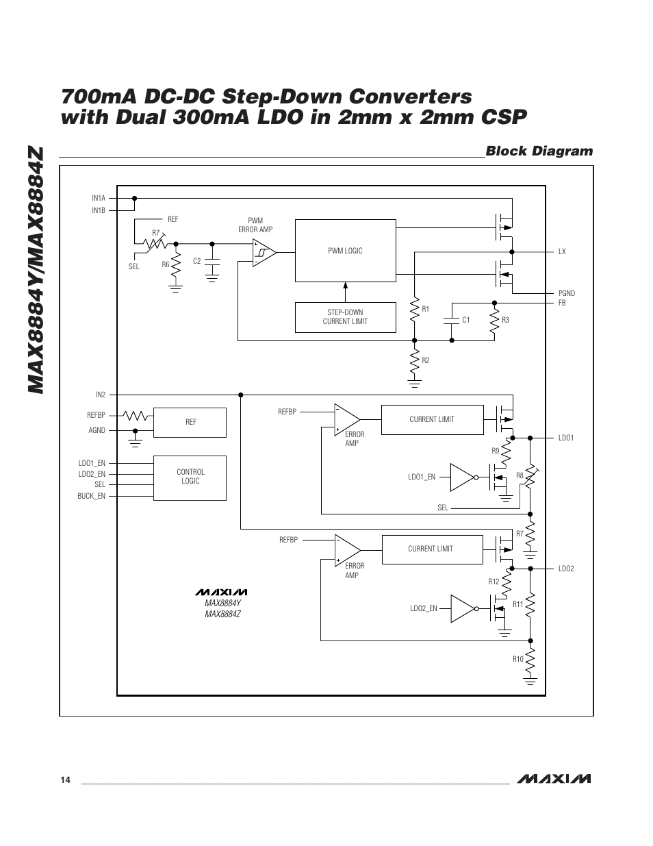 Block diagram | Rainbow Electronics MAX8884Z User Manual | Page 14 / 15