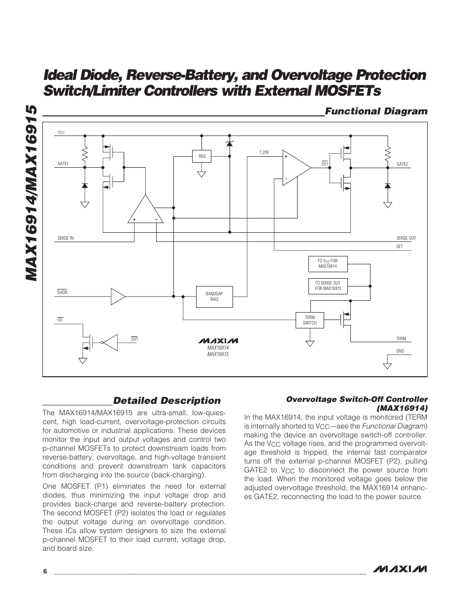 Detailed description, Functional diagram | Rainbow Electronics MAX16915 User Manual | Page 6 / 9
