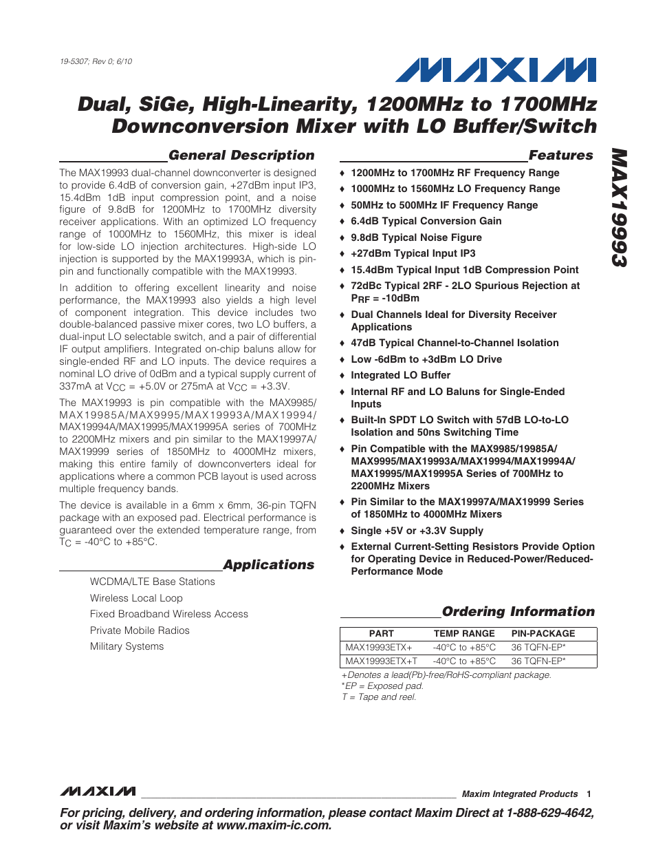 Rainbow Electronics MAX19993 User Manual | 23 pages