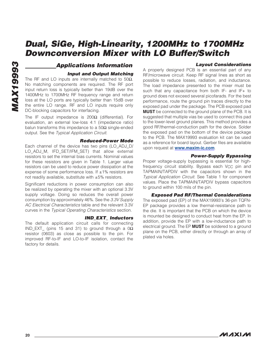 Rainbow Electronics MAX19993 User Manual | Page 20 / 23