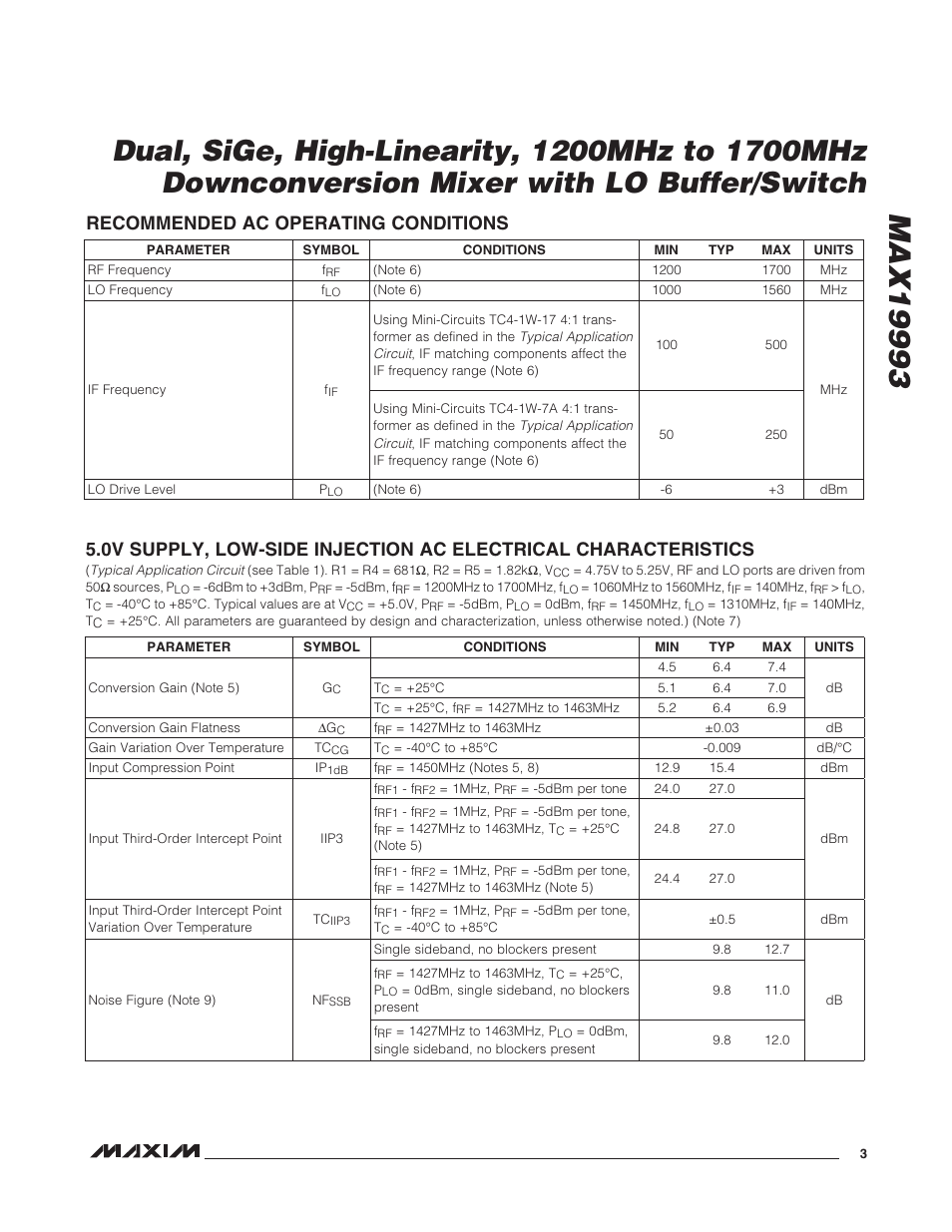 Rainbow Electronics MAX19993 User Manual | Page 3 / 23