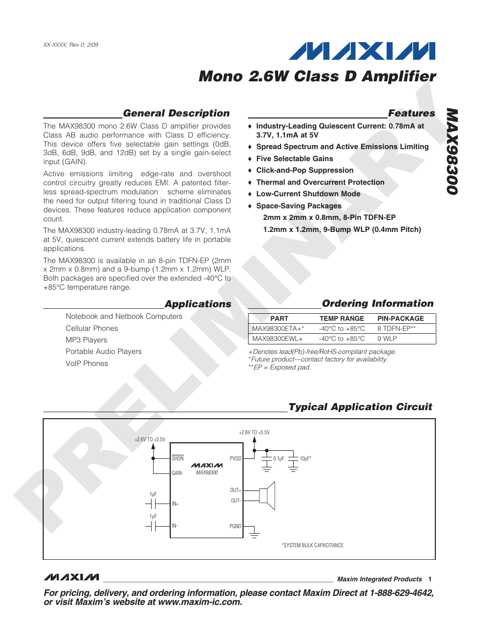 Rainbow Electronics MAX98300 User Manual | 1 page