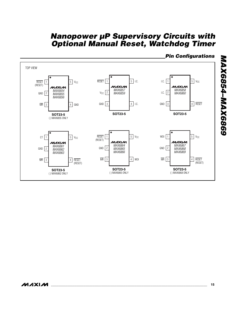 Pin configurations | Rainbow Electronics MAX6869 User Manual | Page 15 / 17