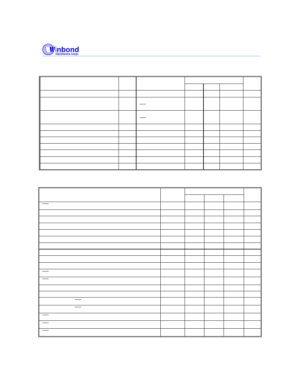 Dc programming characteristics, Ac programming/erase characteristics | Rainbow Electronics W27L520 User Manual | Page 7 / 16