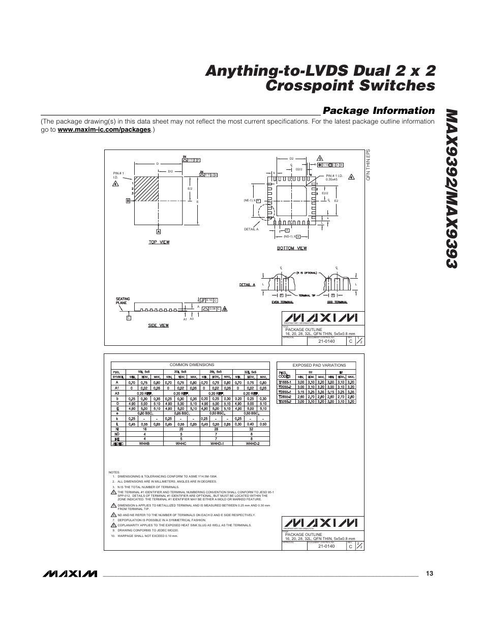 Package information | Rainbow Electronics MAX9393 User Manual | Page 13 / 14