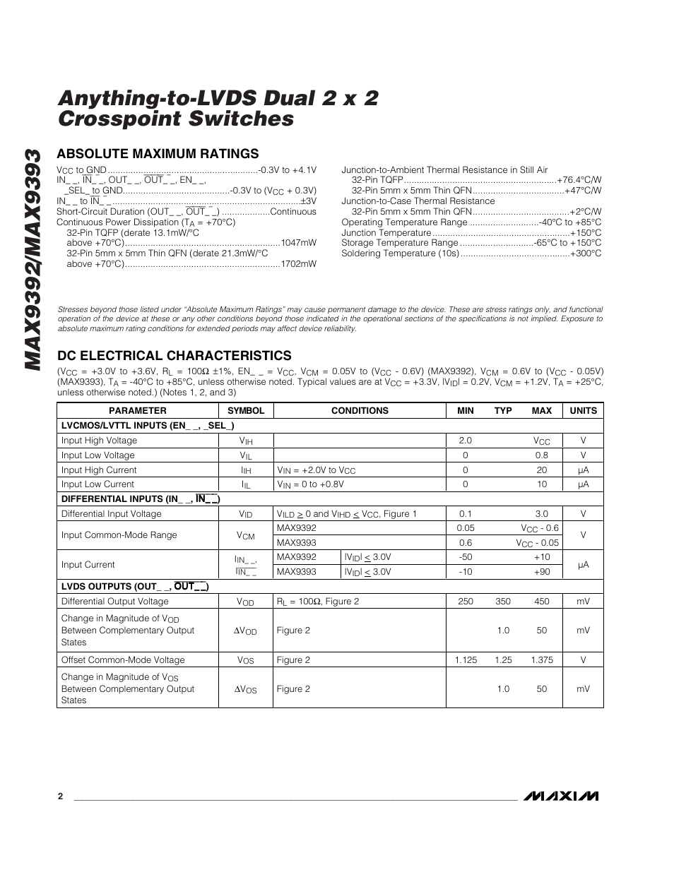 Rainbow Electronics MAX9393 User Manual | Page 2 / 14