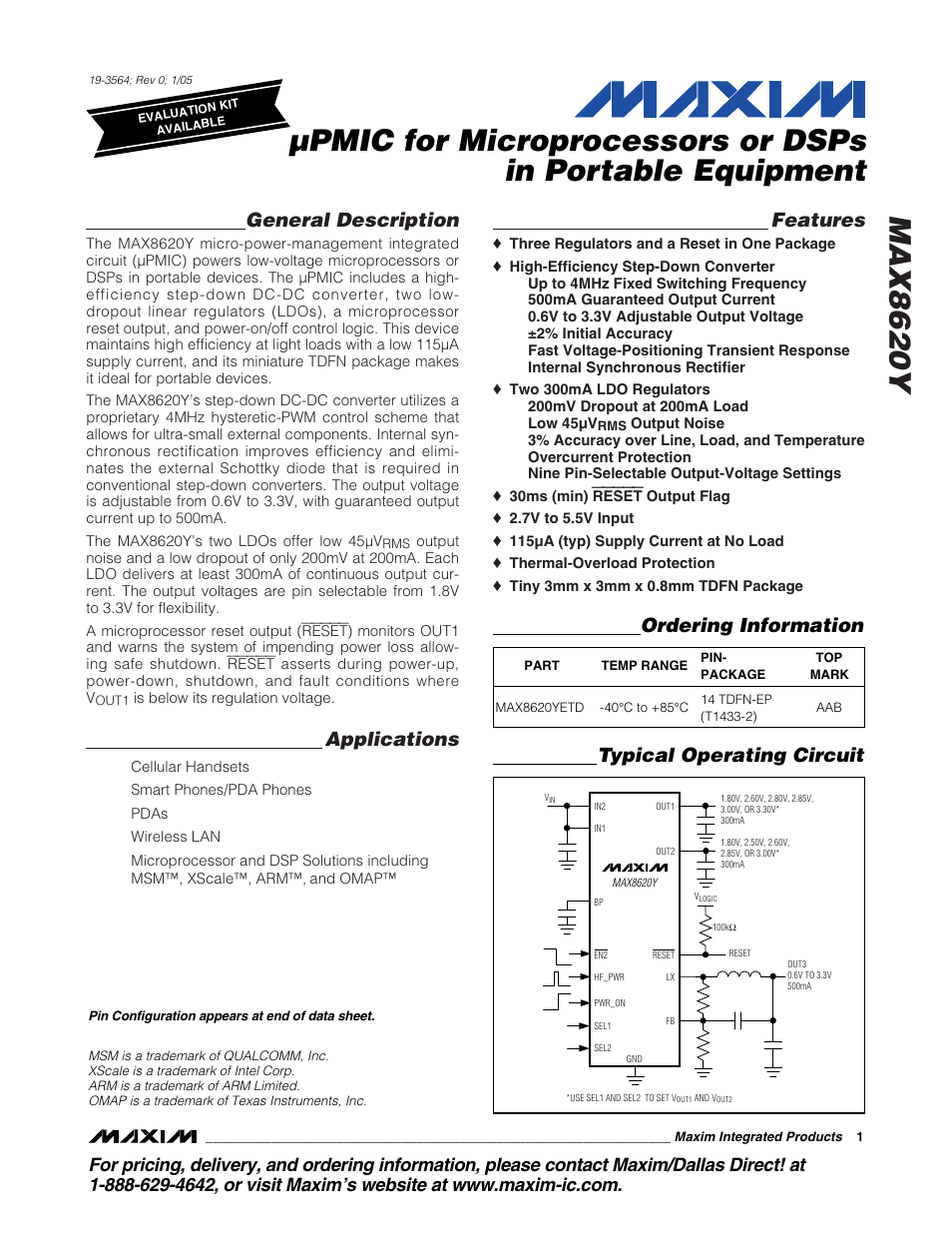 Rainbow Electronics MAX8620 User Manual | 18 pages