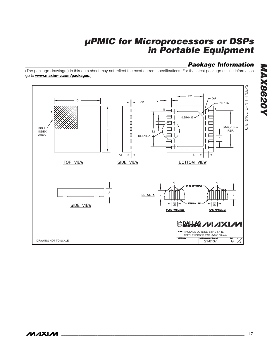 Package information | Rainbow Electronics MAX8620 User Manual | Page 17 / 18