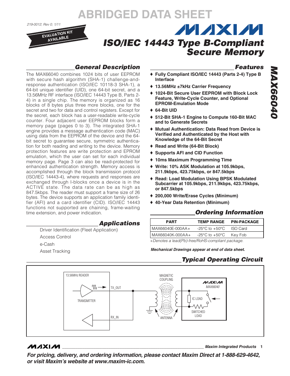 Rainbow Electronics MAX66040 User Manual | 25 pages