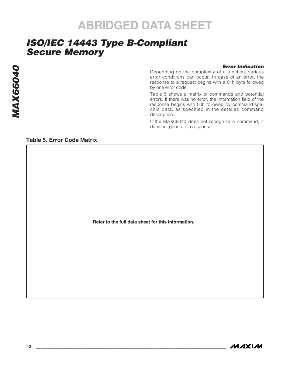 Abridged data sheet | Rainbow Electronics MAX66040 User Manual | Page 10 / 25