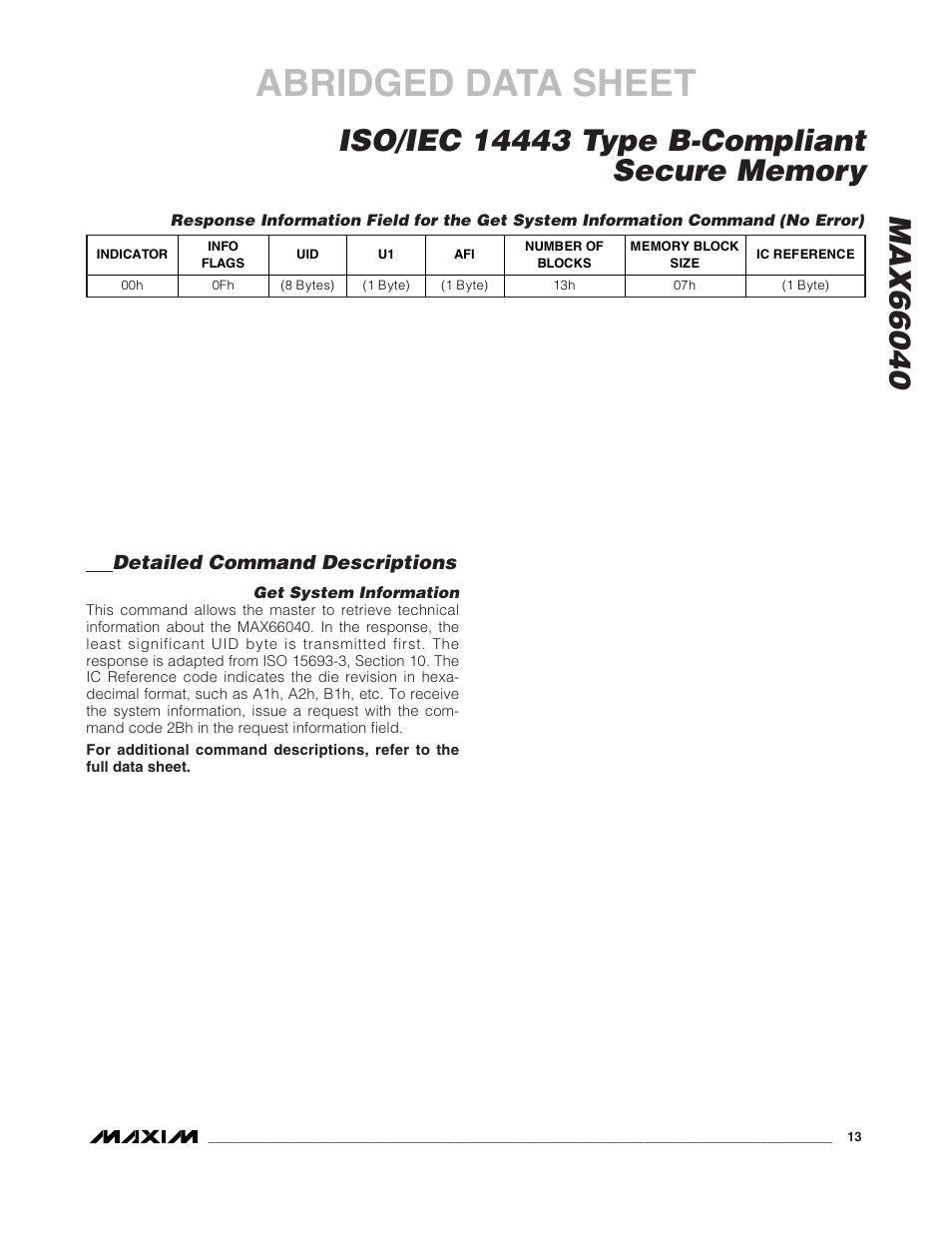 Abridged data sheet | Rainbow Electronics MAX66040 User Manual | Page 11 / 25