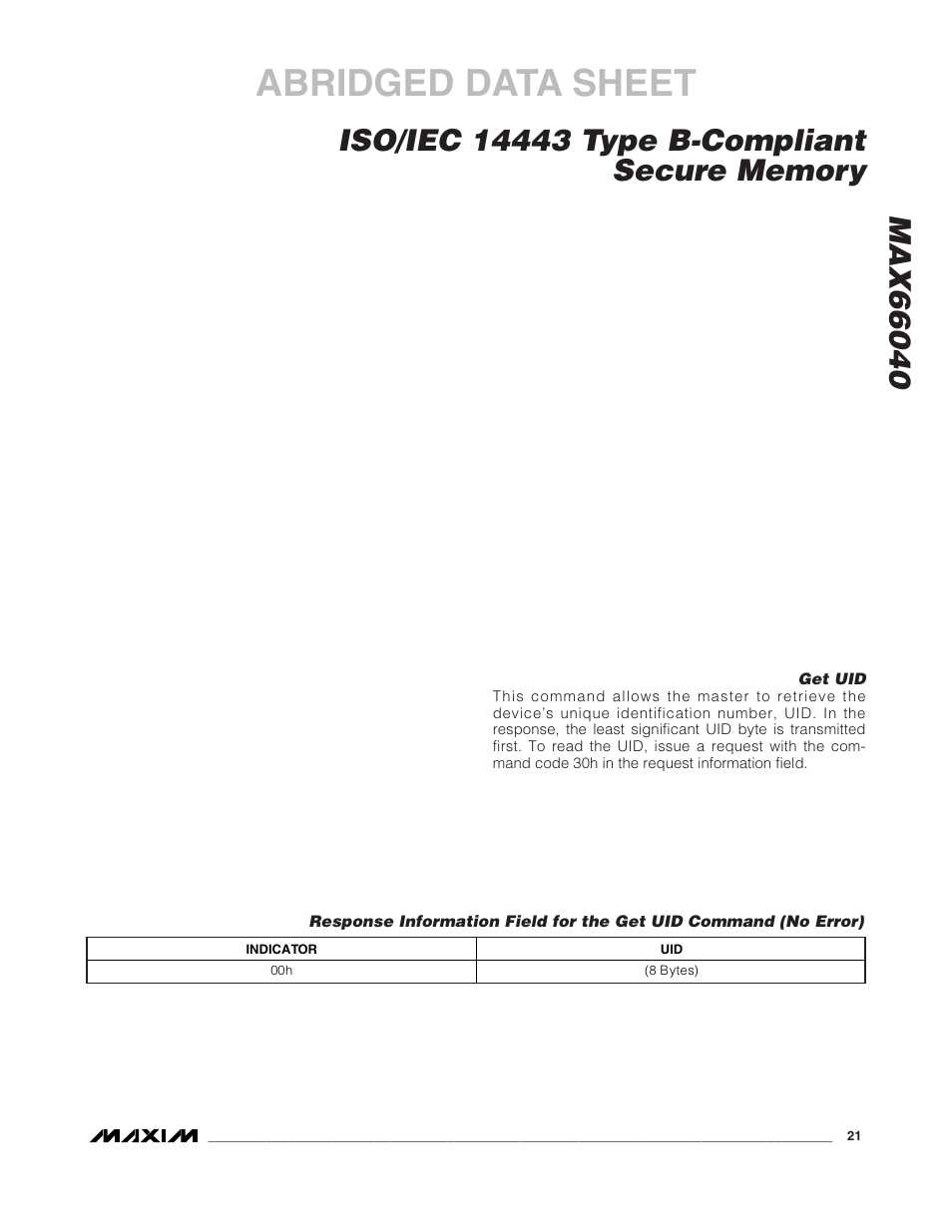 Abridged data sheet | Rainbow Electronics MAX66040 User Manual | Page 12 / 25