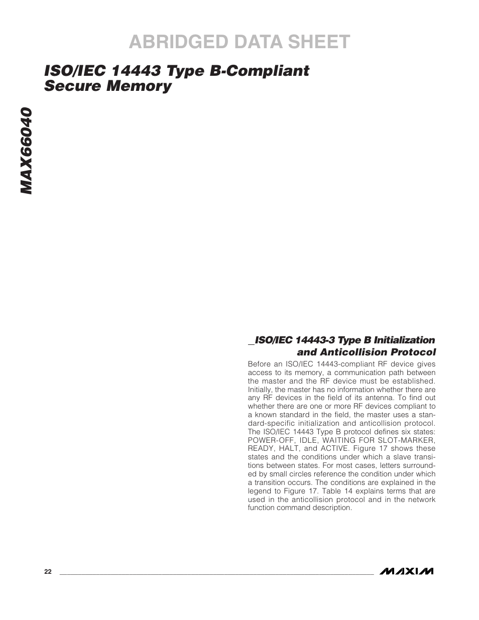 Abridged data sheet | Rainbow Electronics MAX66040 User Manual | Page 13 / 25