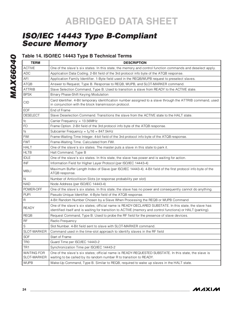 Abridged data sheet | Rainbow Electronics MAX66040 User Manual | Page 15 / 25