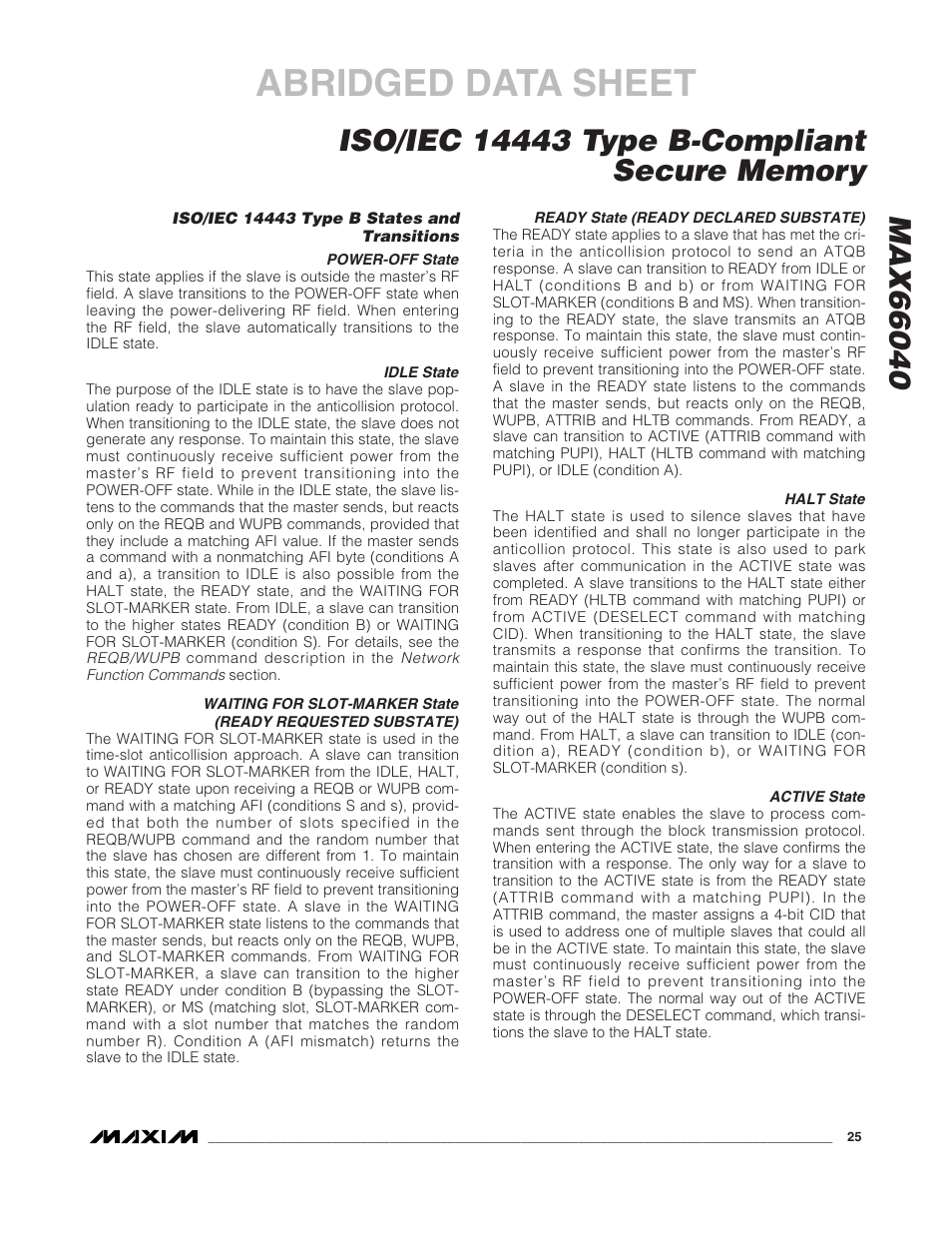 Abridged data sheet | Rainbow Electronics MAX66040 User Manual | Page 16 / 25