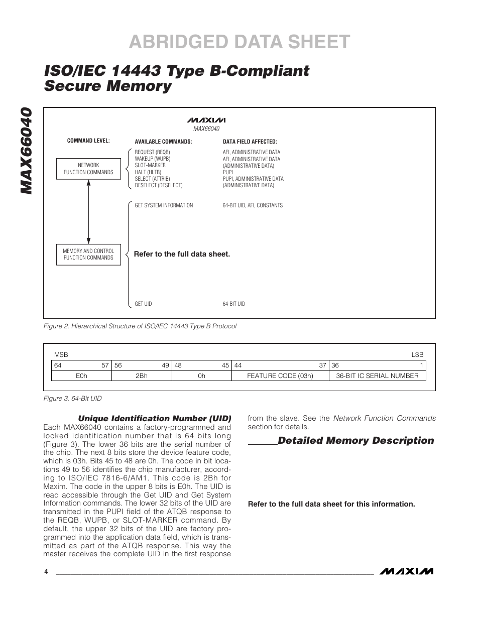 Abridged data sheet | Rainbow Electronics MAX66040 User Manual | Page 4 / 25