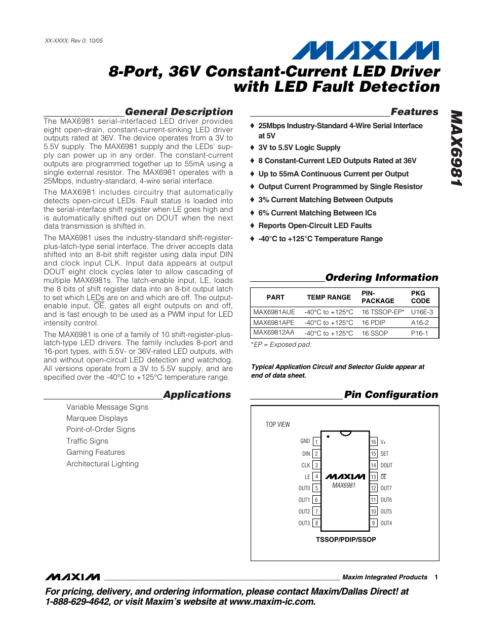 Rainbow Electronics MAX6981 User Manual | 1 page