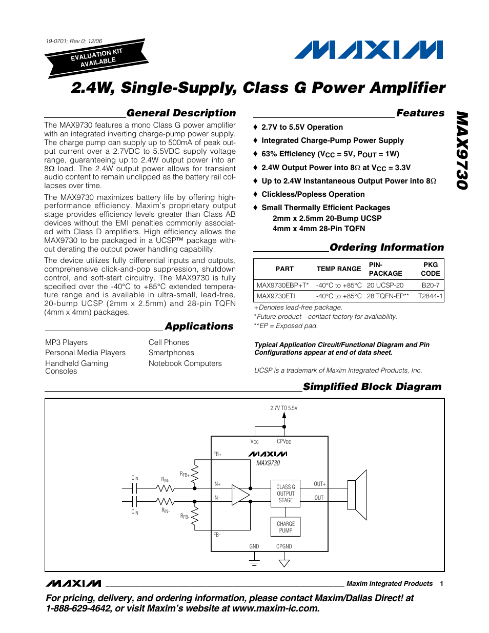 Rainbow Electronics MAX9730 User Manual | 14 pages