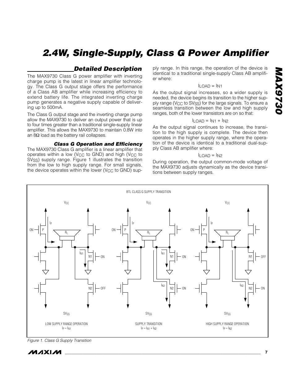 Detailed description, Class g operation and efficiency | Rainbow Electronics MAX9730 User Manual | Page 7 / 14