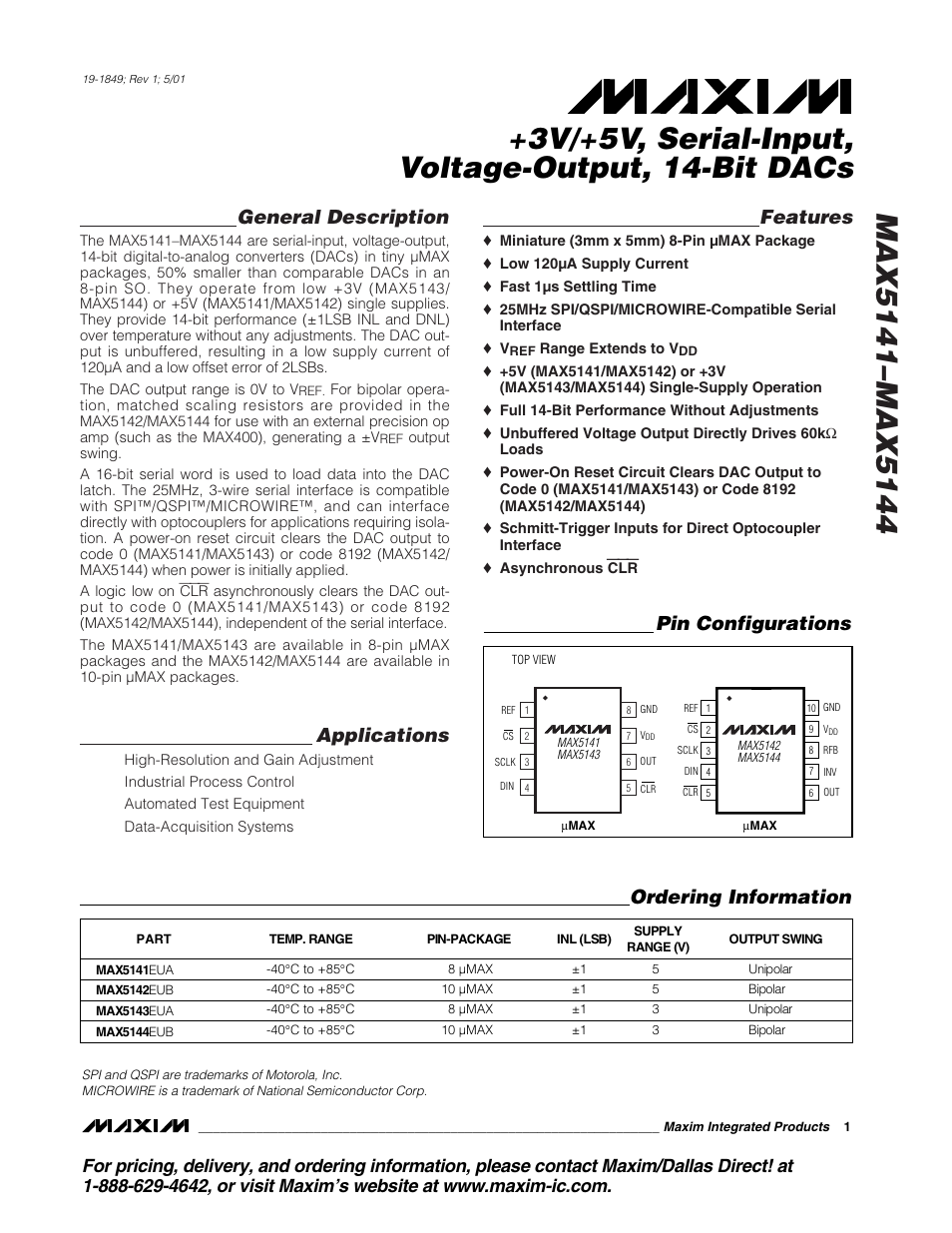 Rainbow Electronics MAX5144 User Manual | 12 pages