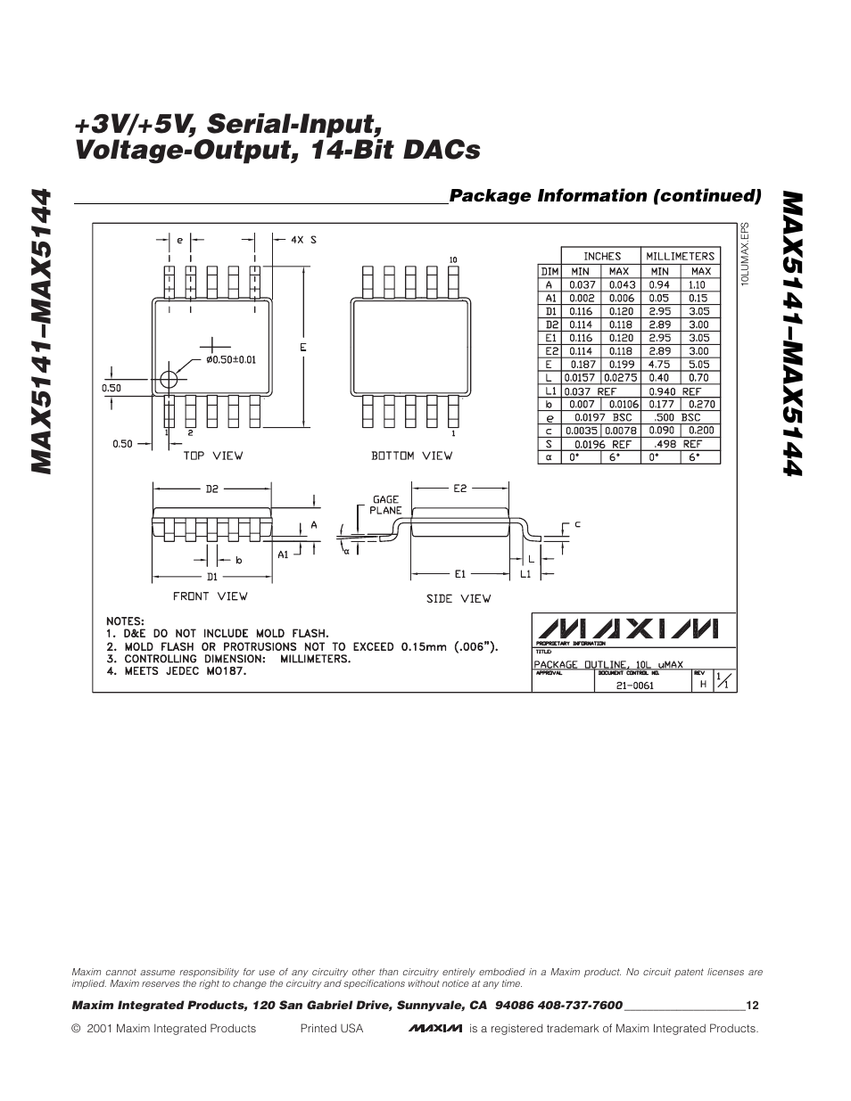 Rainbow Electronics MAX5144 User Manual | Page 12 / 12