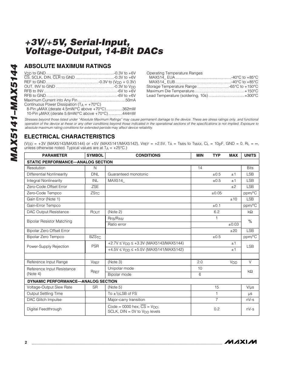 Rainbow Electronics MAX5144 User Manual | Page 2 / 12