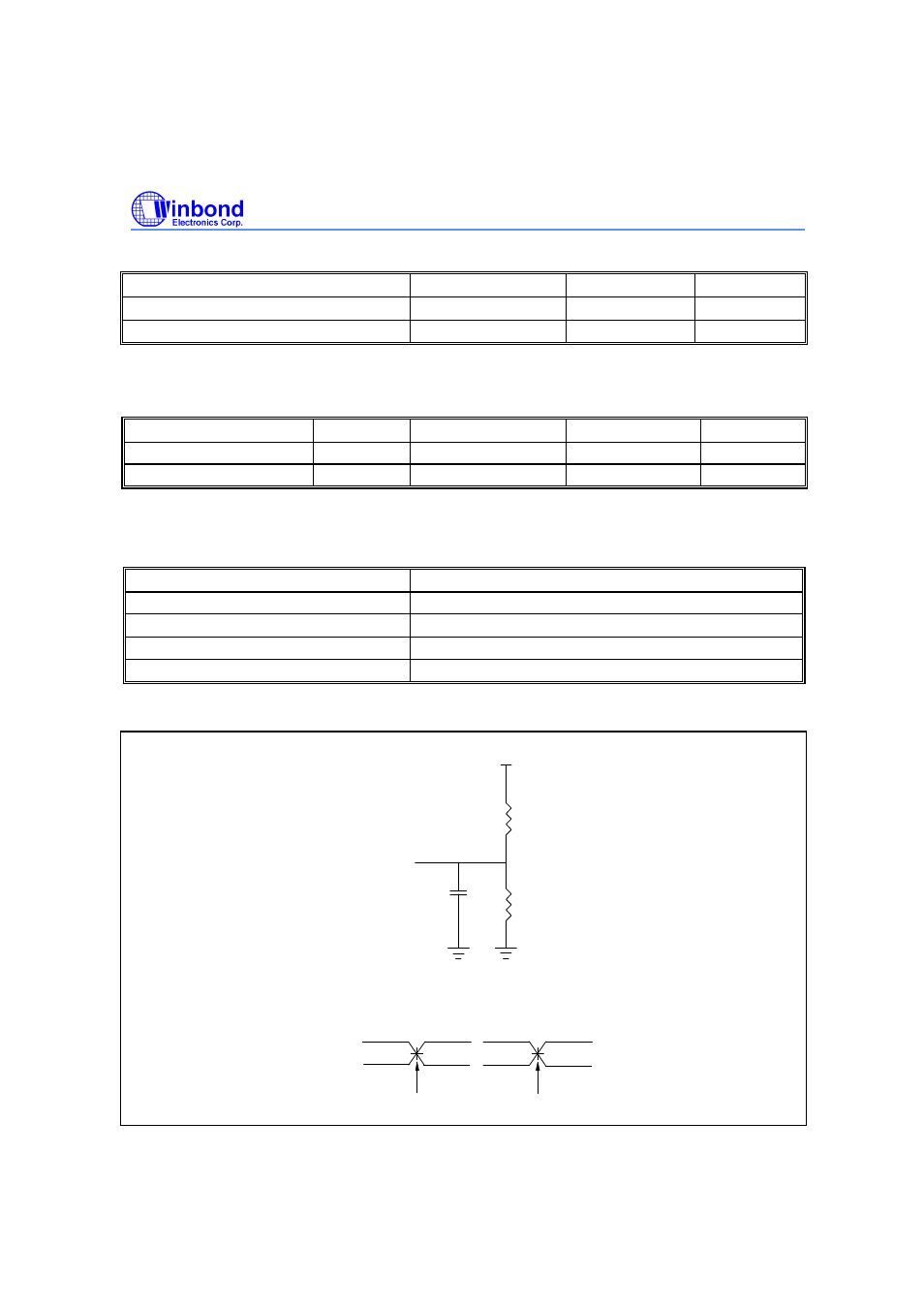 Capacitance, Ac characteristics | Rainbow Electronics W29EE512 User Manual | Page 10 / 21