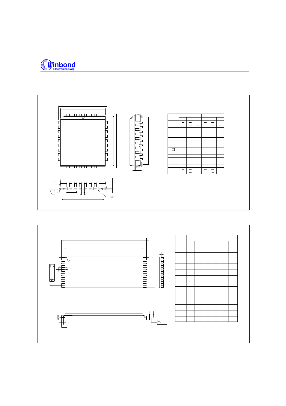 Package dimensions, Pin plcc, Pin tsop | Rainbow Electronics W29EE512 User Manual | Page 19 / 21