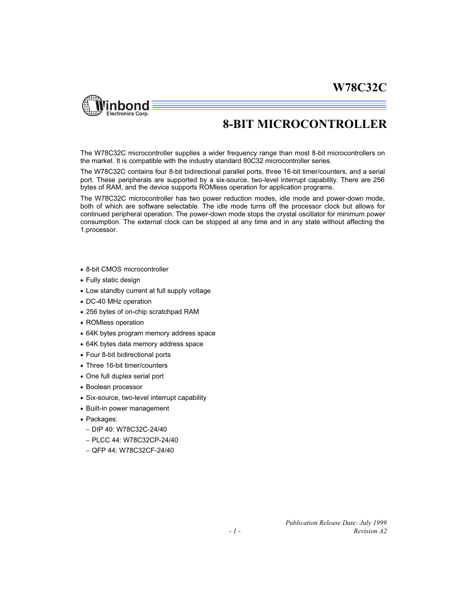 Rainbow Electronics W78C32C User Manual | 14 pages