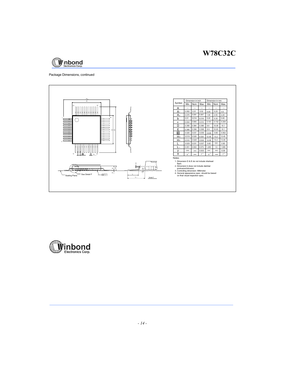 W78c32c, Pin qfp | Rainbow Electronics W78C32C User Manual | Page 14 / 14
