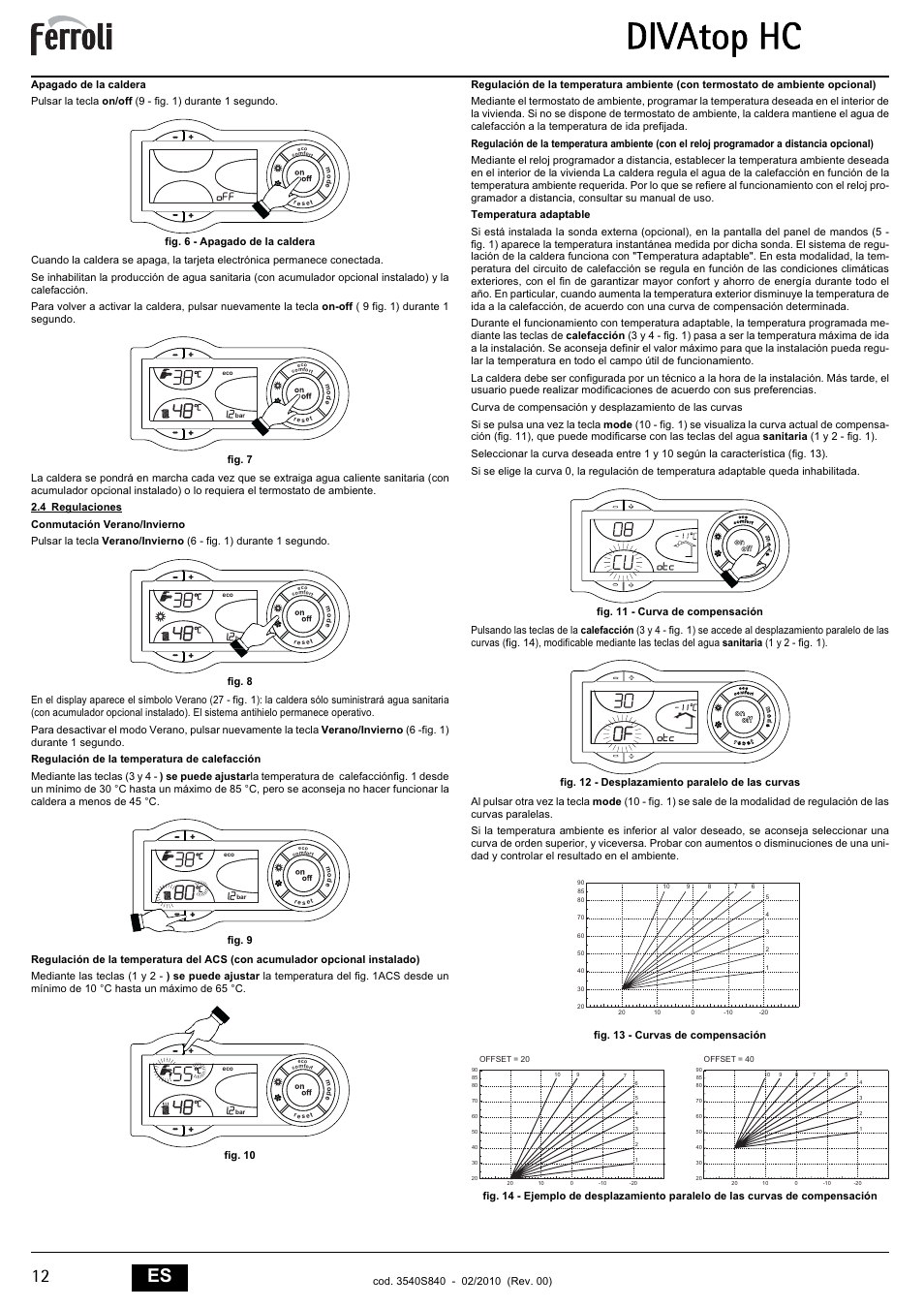 Divatop hc, 12 es | FERROLI Divatop H C User Manual | Page 12 / 72