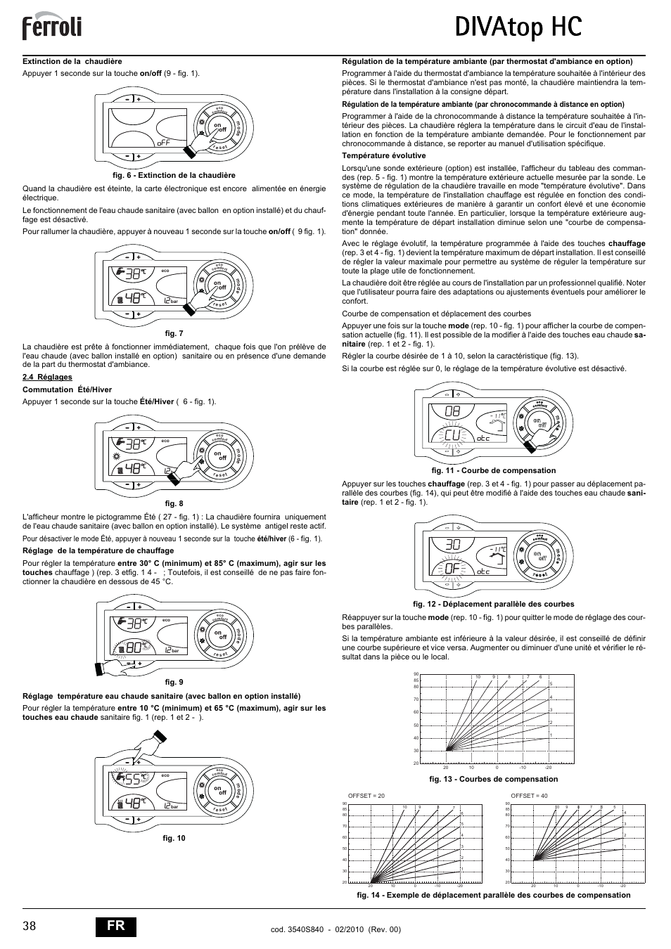 Divatop hc, 38 fr | FERROLI Divatop H C User Manual | Page 38 / 72