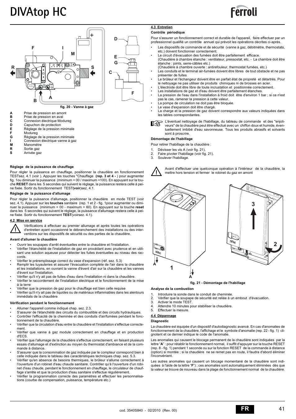 Divatop hc, 41 fr | FERROLI Divatop H C User Manual | Page 41 / 72