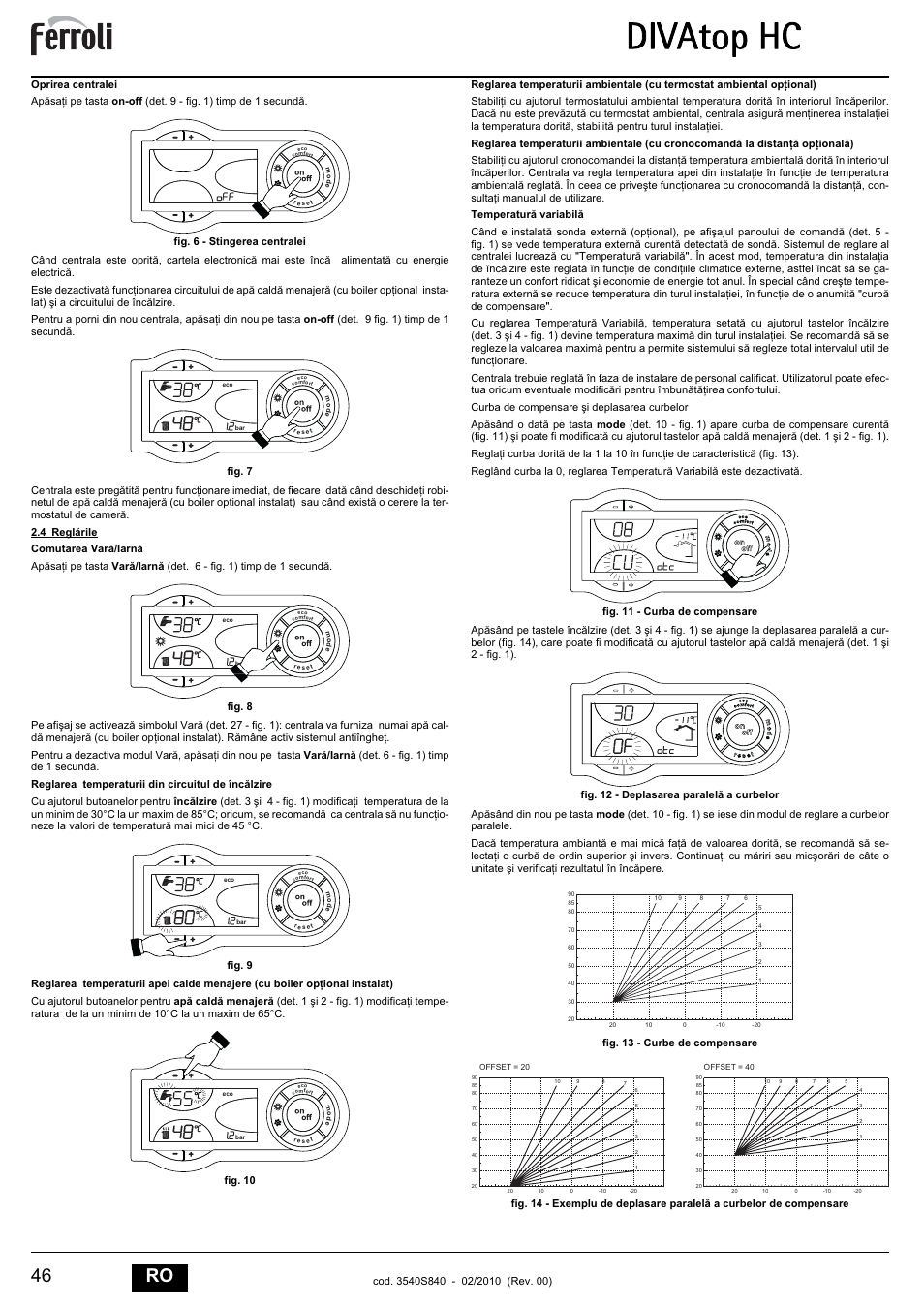 Divatop hc, 46 ro | FERROLI Divatop H C User Manual | Page 46 / 72