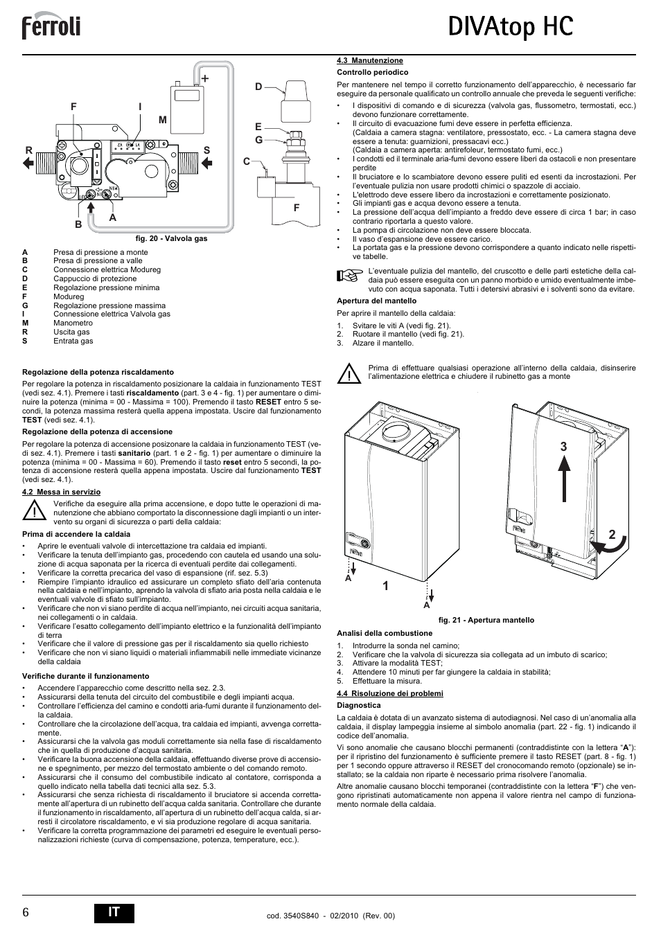 Divatop hc | FERROLI Divatop H C User Manual | Page 6 / 72