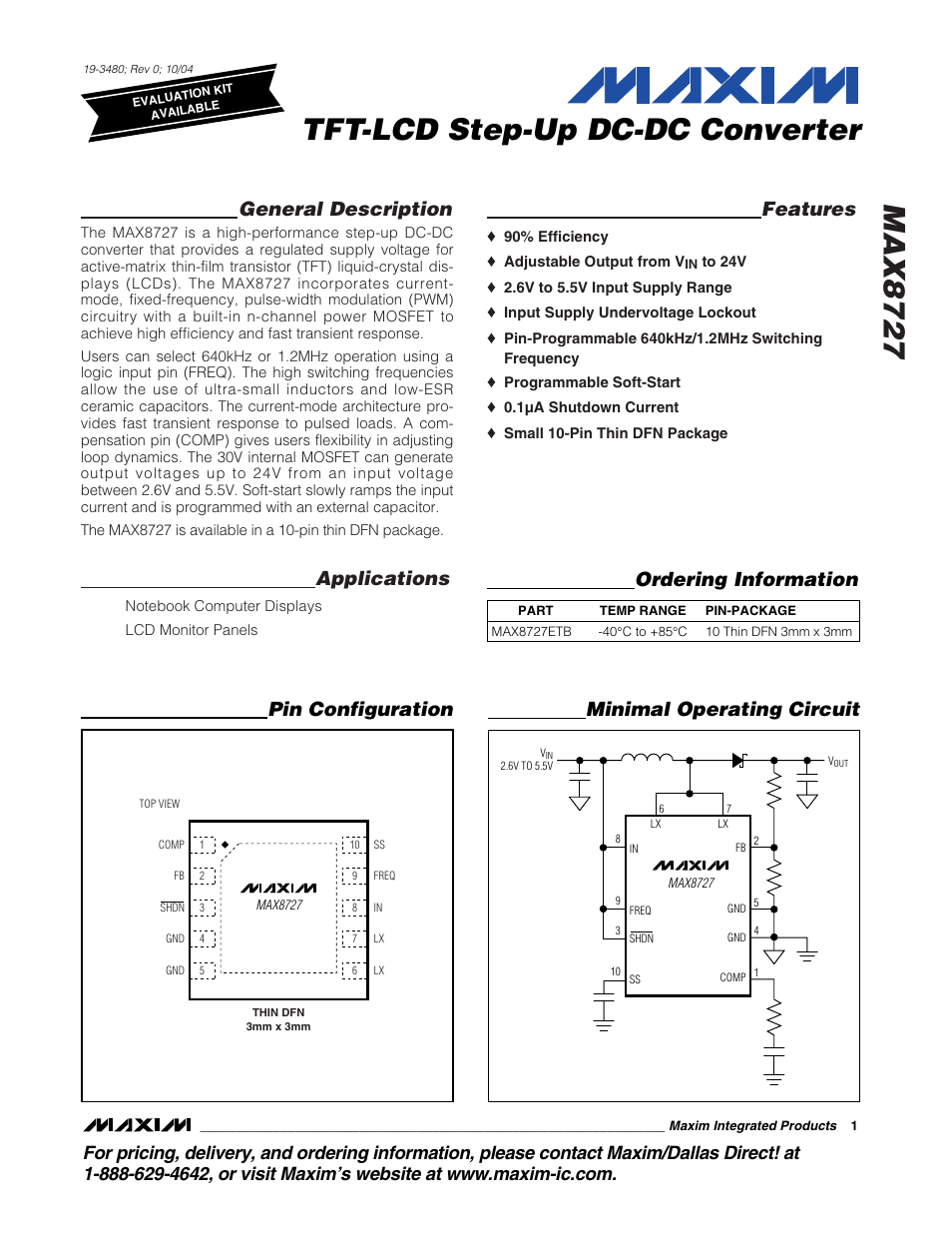 Rainbow Electronics MAX8727 User Manual | 13 pages