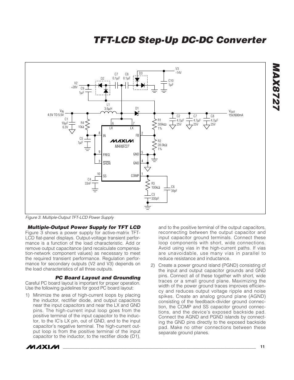 Max8727 tft-lcd step-up dc-dc converter | Rainbow Electronics MAX8727 User Manual | Page 11 / 13