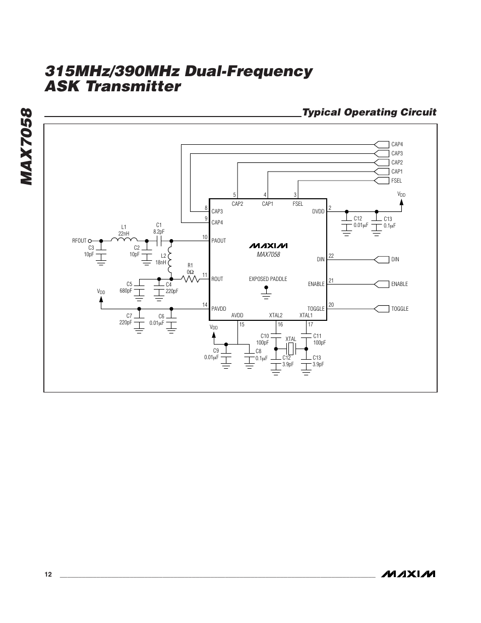 Typical operating circuit | Rainbow Electronics MAX7058 User Manual | Page 12 / 14