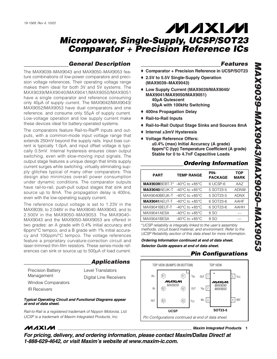 Rainbow Electronics MAX9053 User Manual | 15 pages