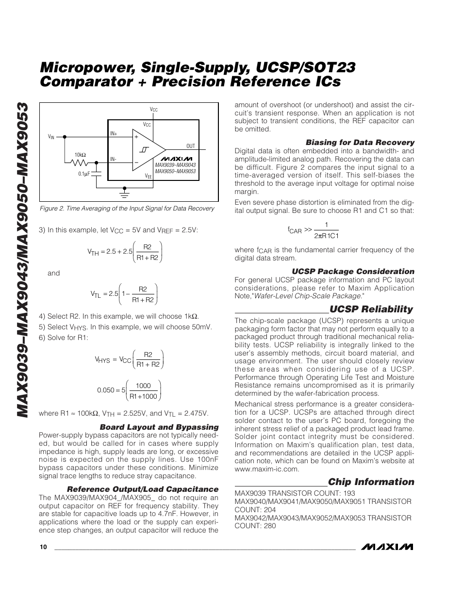Ucsp reliability, Chip information | Rainbow Electronics MAX9053 User Manual | Page 10 / 15
