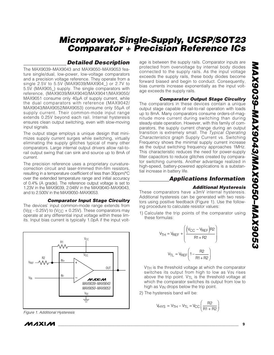 Detailed description, Applications information | Rainbow Electronics MAX9053 User Manual | Page 9 / 15