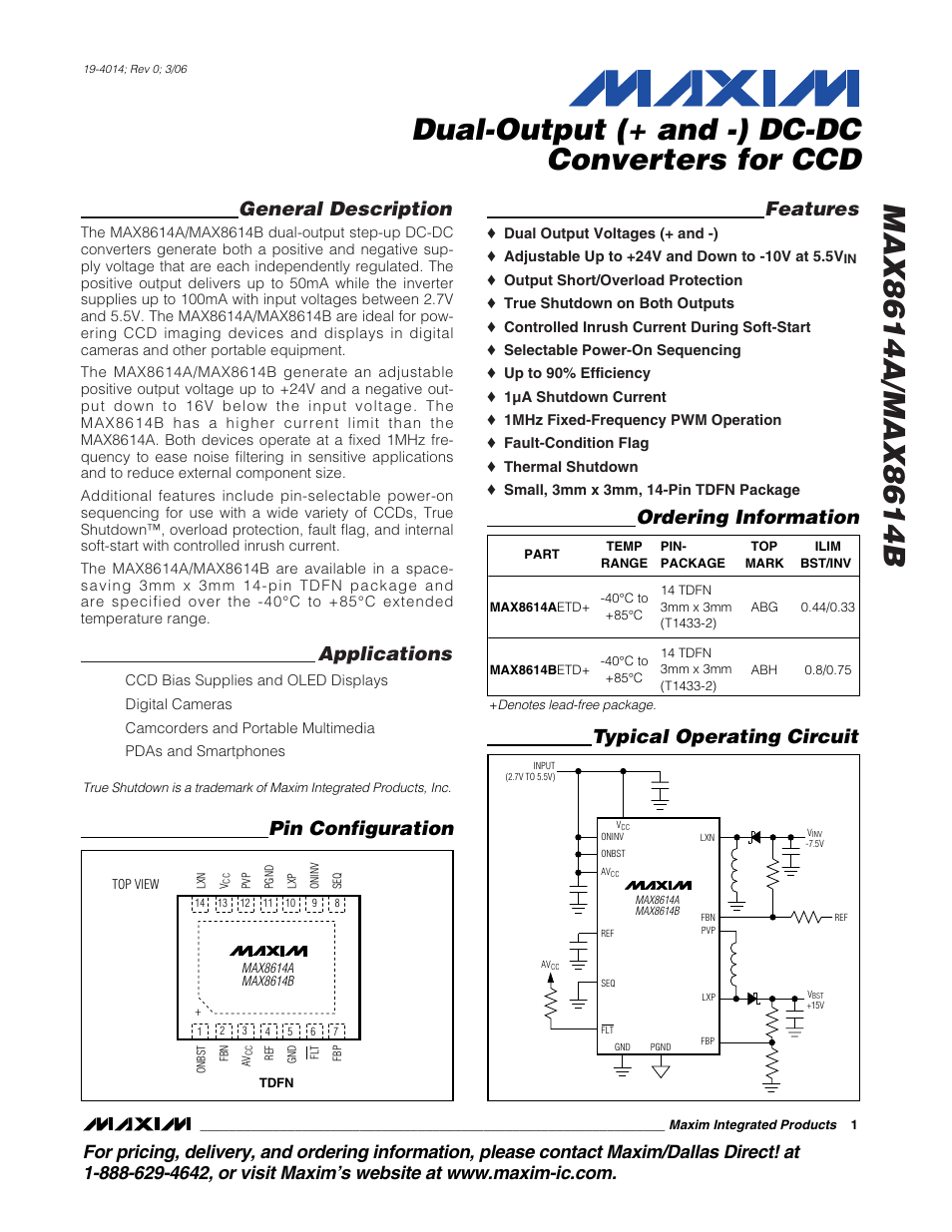 Rainbow Electronics MAX8614B User Manual | 15 pages