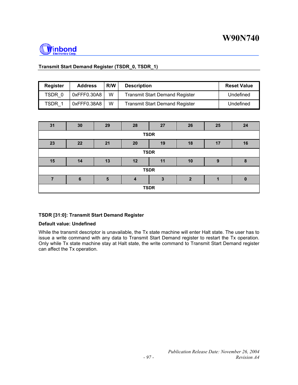 Rainbow Electronics W90N740 User Manual | Page 101 / 219