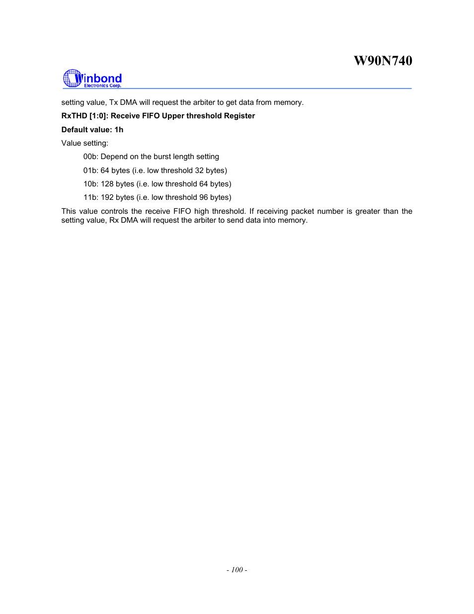 Rainbow Electronics W90N740 User Manual | Page 104 / 219