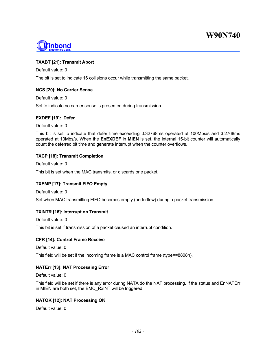 Rainbow Electronics W90N740 User Manual | Page 106 / 219