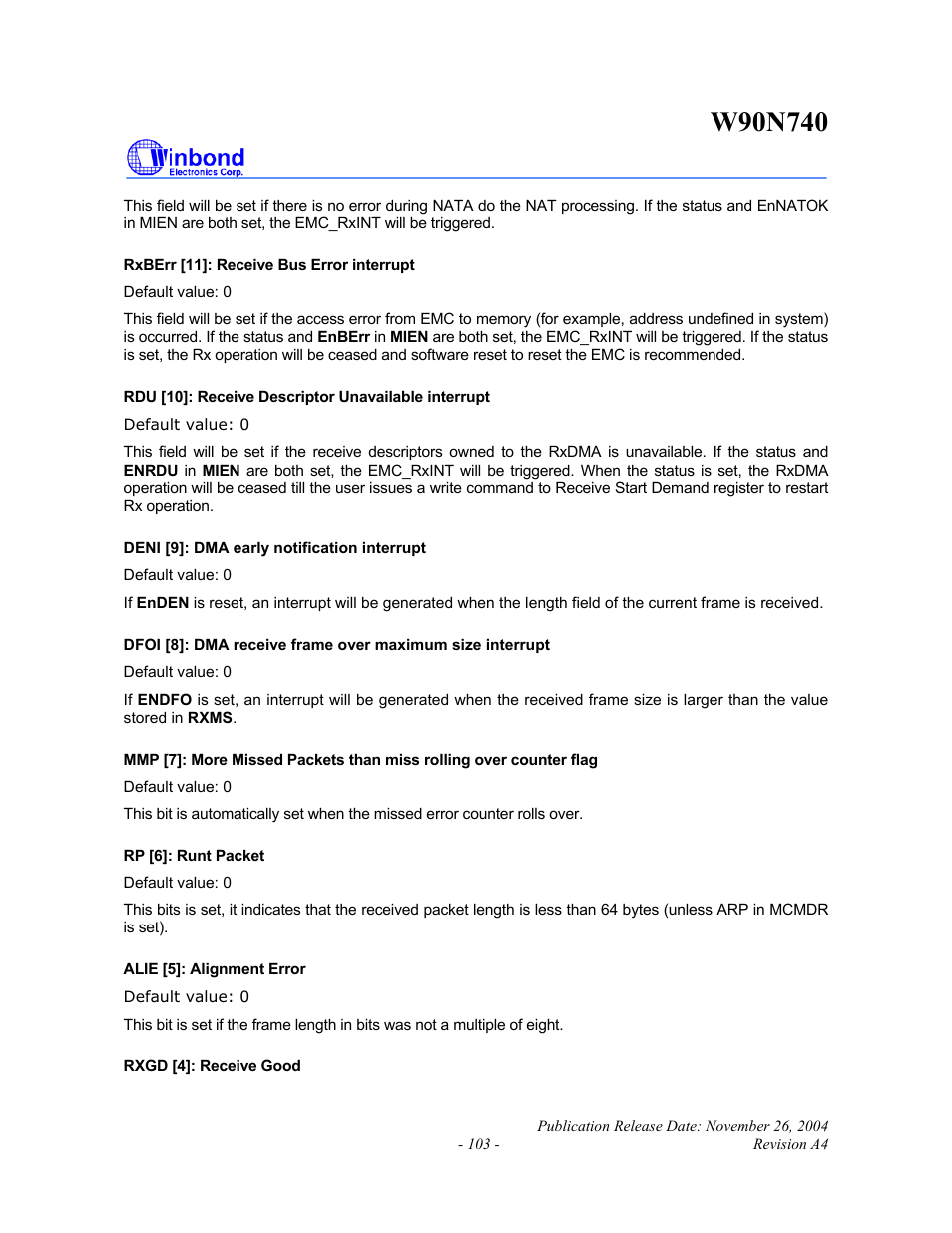 Rainbow Electronics W90N740 User Manual | Page 107 / 219