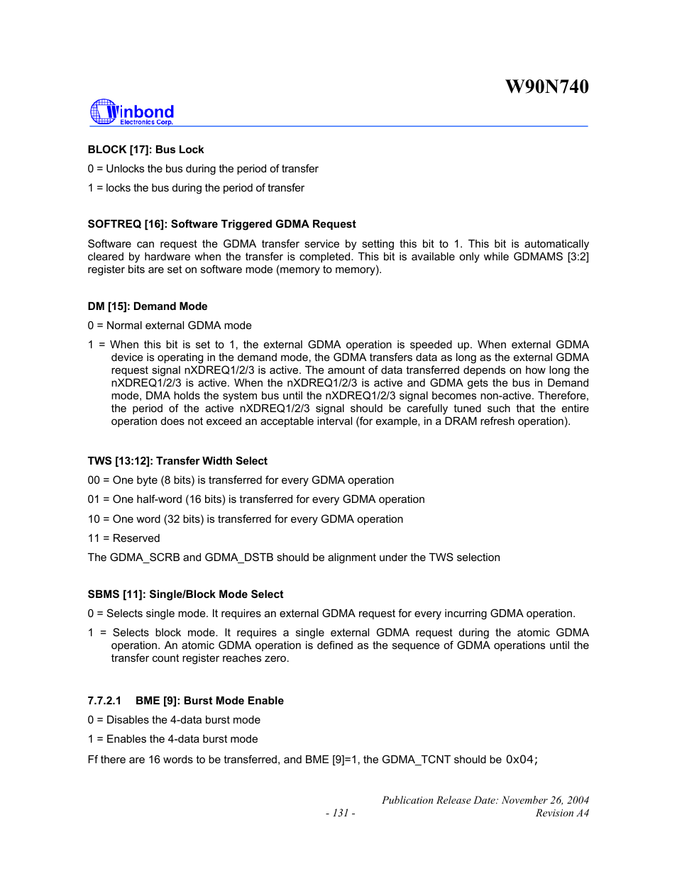 Rainbow Electronics W90N740 User Manual | Page 135 / 219