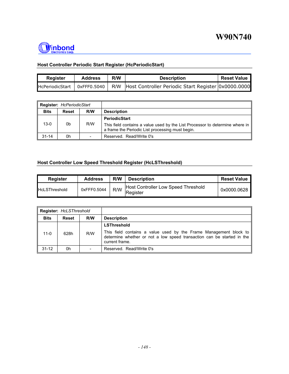 Rainbow Electronics W90N740 User Manual | Page 152 / 219